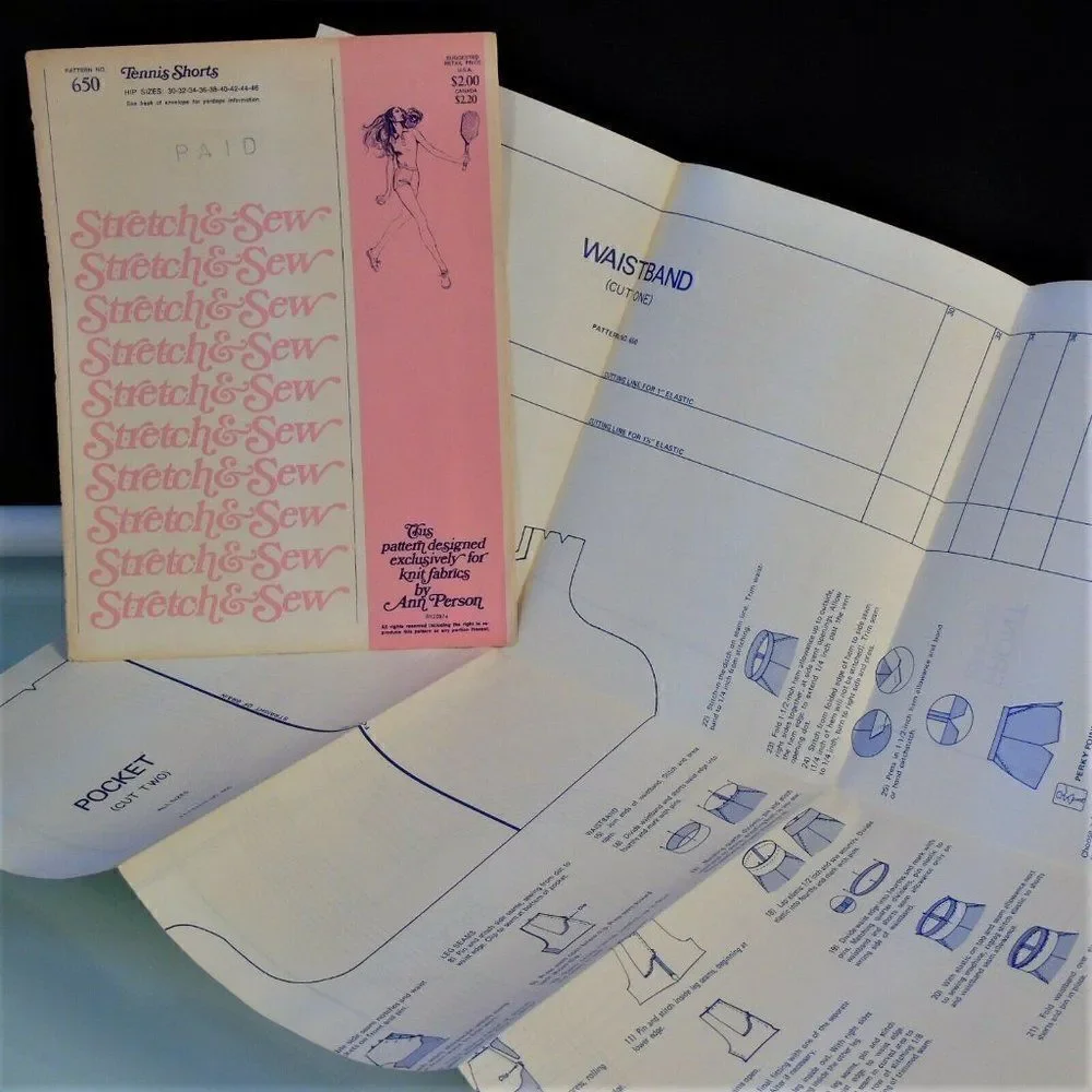 Stretch and Sew 650 Pattern Uncut Tennis Shorts